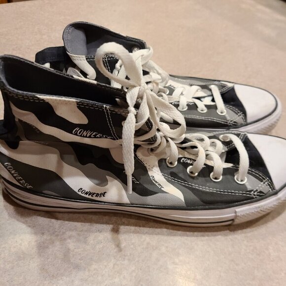 CONVERSE High Top Black White Gray Sneakers Shoes Unisex Men 11 Women 13 - Picture 4 of 8